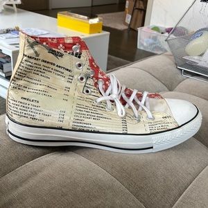 Unisex men's or women's Converse all stars diner menu version. Super cute unique
